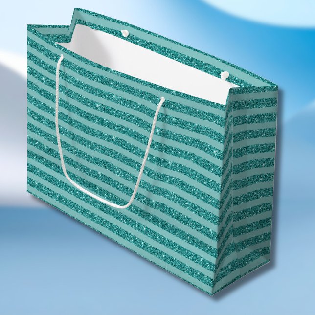 Teal Green Glitter Style Horizontal Stripes (Skapare uppladdad)
