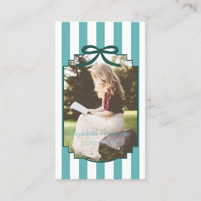 Teal Green Graduation Name Card Visitkort (Framsida)
