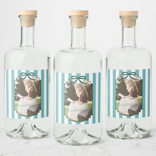 Teal Green Graduation Spritflaskor Etikett (Flaskor)