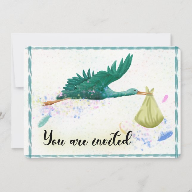 teal green invite inbjudningar (Framsida)