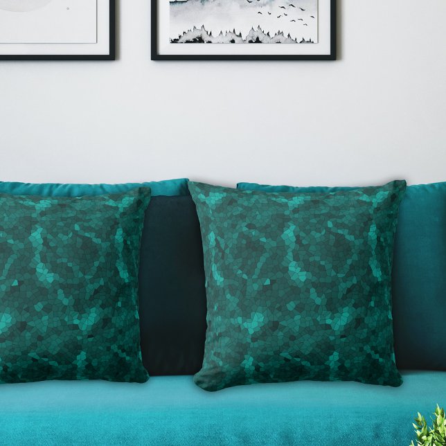 Teal Grönt Abstrakt Mosaic Kudde (Skapare uppladdad)