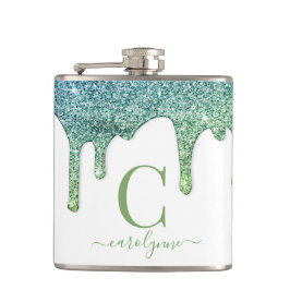 Teal Grönt Aqua Gnistra Glitter Drives Monogram Fickplunta