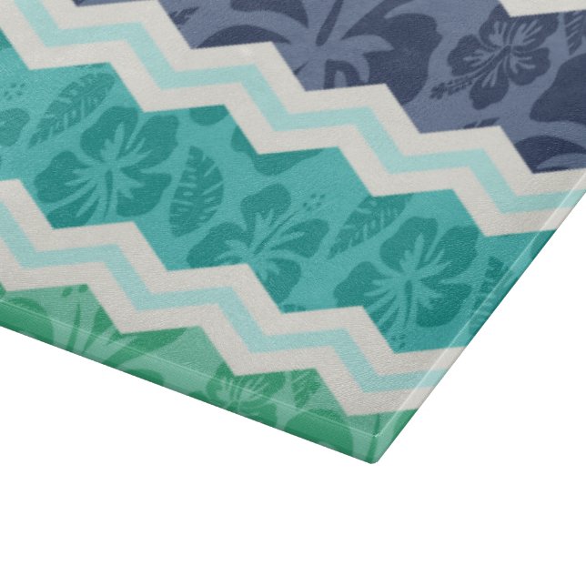 Teal Grönt, Aqua och Blue Tropical Chevron (Hörn)