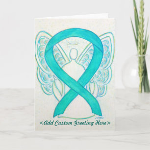 Teal Grönt Awareness Ribbon Angel Greeting Card Kort
