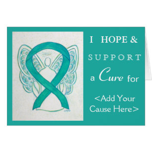 Teal Grönt Awareness Ribbon Angel Greeting Cards Hälsningskort