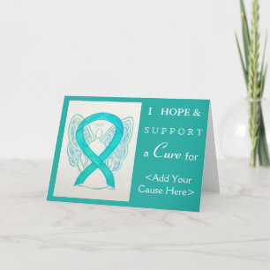 Teal Grönt Awareness Ribbon Angel Greeting Cards Kort