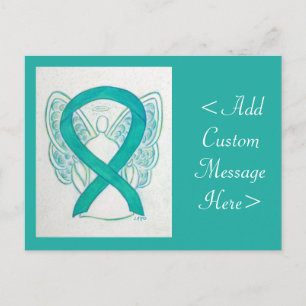 Teal Grönt Awareness Ribbon Angel Postcard Vykort