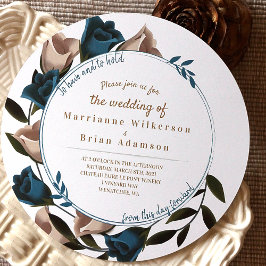 Teal Grönt, Beige Garden Ro Boho Bröllop Inbjudningar