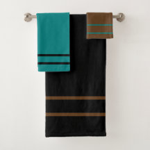 Teal Grönt Black Brown Geometric Rand