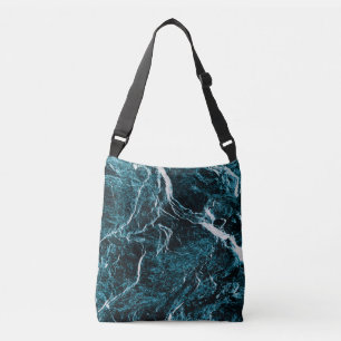 Teal Grönt Blue Black Abstrakt Mönster Axelväska