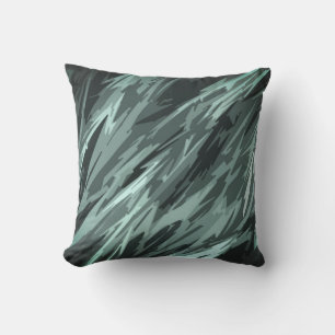 Teal Grönt Blue Black Abstrakt Mönster Kudde