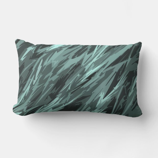 Teal Grönt Blue Black Abstrakt Mönster Utomhuskudde (Framsida)