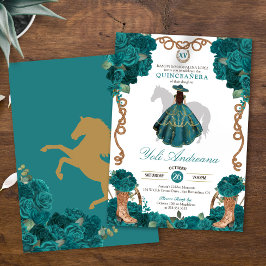 Teal Grönt Blue Ro Charro Vestidos Quinceañera Inbjudningar