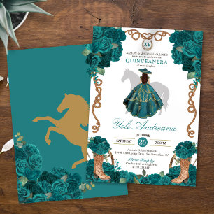 Teal Grönt Blue Ro Charro Vestidos Quinceañera Inbjudningar