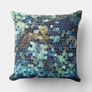 Teal Grönt Blue Small Mosaic Tile Mönster Kudde