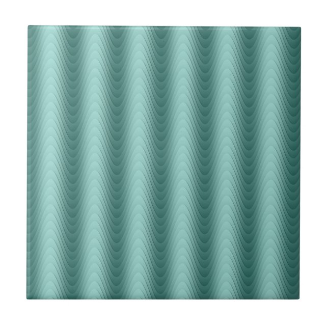 Teal Grönt Blue Vågigt Modern Mönster Kakelplatta (Framsidan)