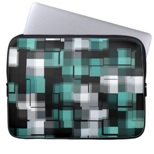 Teal Grönt Blue White Abstrakt Play Laptop Sleeve