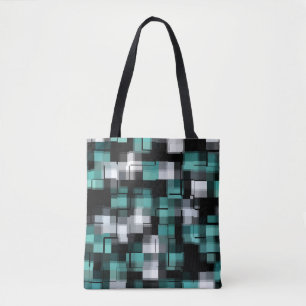 Teal Grönt Blue White Abstrakt Play Tygkasse