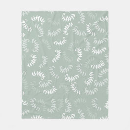 Teal Grönt Botanical Lövs Fleecefilt