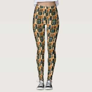 Teal Grönt Brown Rand Leggings