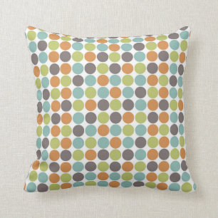 Teal Grönt Bruten Orange Taupe Brown Polka dots Kudde