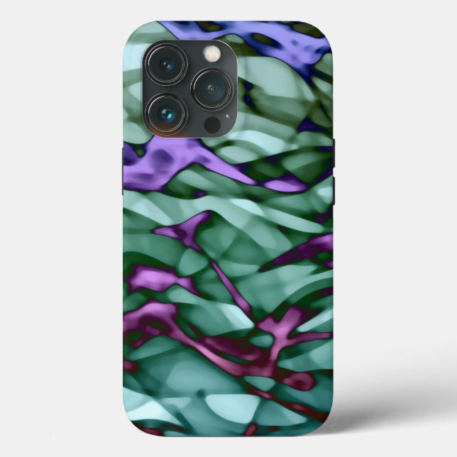 Teal Grönt Burgundy Red Lila Abstrakt Art (Baksida )