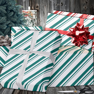 Teal Grönt Candy cane Rand Helgdag Presentpapper