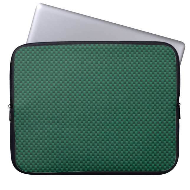 Teal Grönt Carbon Fiber Stil Decor Laptop Sleeve (Framsidan)