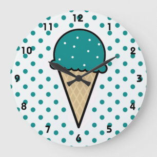 Teal Grönt Cone Stor Klocka