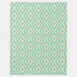 Teal-Grönt & Cream Retro Geometric Mönster Fleecefilt