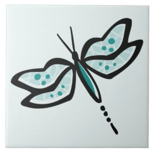 Teal Grönt Dragonfly Kakelplatta