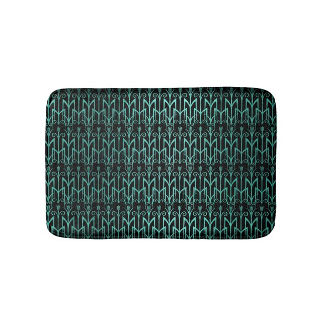 Teal Grönt Egyptian Reed Grass Färg Art Deco Badrumsmatta (Framsidan)
