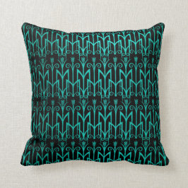 Teal Grönt Egyptian Reed Grass Färg Art Deco Kudde