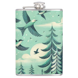 Teal Grönt Forest and Birds Mönster Fickplunta