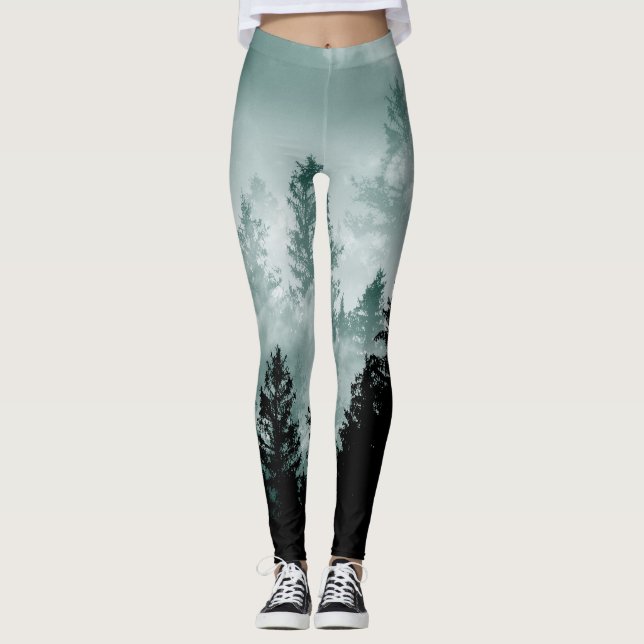 Teal Grönt Forest Dream #1 #wall #art Leggings (Framsida)