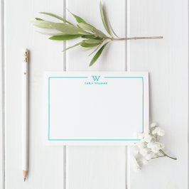 Teal Grönt Formal Classic Family Monogram Minimal  Anteckningskort