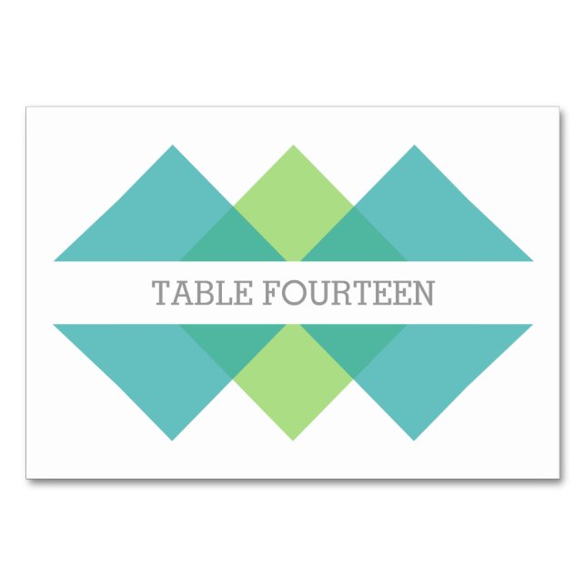 Teal Grönt Geometric Triad Bord-kort Bordsnummer (Framsidan)