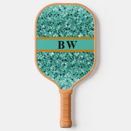 Teal Grönt Glitter eget namn Monogram Tan Black