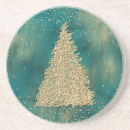 Teal Grönt Glitter Gnistra Julgran Underlägg