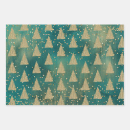 Teal Grönt Guld Glitter Julgran   