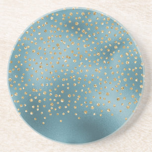 Teal Grönt Guld Luxe Glam Glitter Dots Underlägg