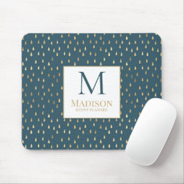 Teal Grönt Guld RainDrop Modern Trendig Monogram Musmatta