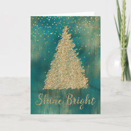 Teal Grönt Guld Shine Julgran Kort