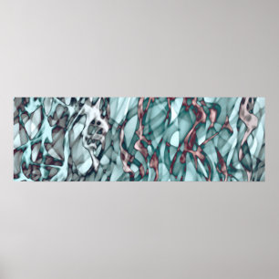 Teal Grönt Gult Orange Guld Red Abstrakt Art Poster