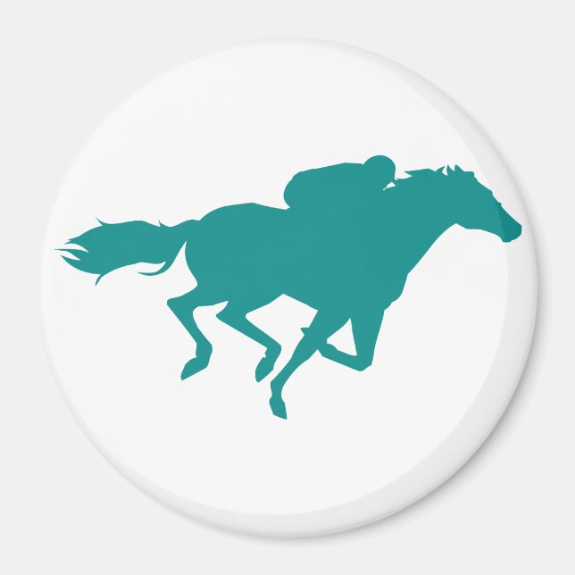 Teal Grönt Horse Tävla Magnet (Framsidan)