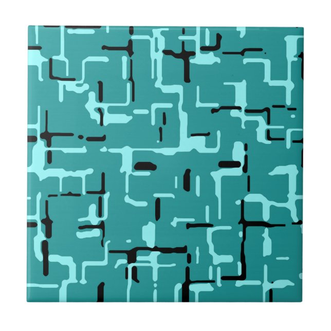 Teal Grönt Modern Mönster Kakelplatta (Framsidan)