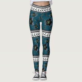 Teal grönt mönster leggings