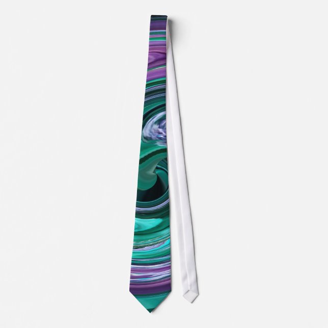 Teal Grönt och Violet Swirls Tie Slips (Framsida)