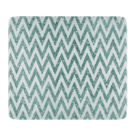Teal Grönt och White Faux Glitter Zigzag