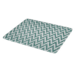 Teal Grönt och White Faux Glitter Zigzag